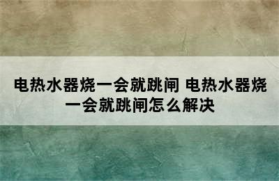 电热水器烧一会就跳闸 电热水器烧一会就跳闸怎么解决